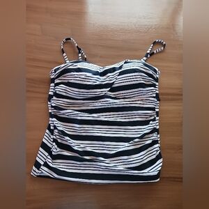 Catalina Bathing Suit Top Womens L Black And White Figure Flattering Style